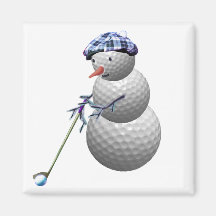 Golf Ball Snowman Christmas Magnets