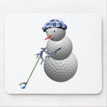 Golf Ball Snowman Christmas Mousepad