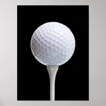 Golf Ball & Tee on Black - Customised Template Print