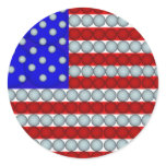 Golf Balls American Flag Round Stickers