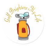 Golf Brightens My Life Round Sticker