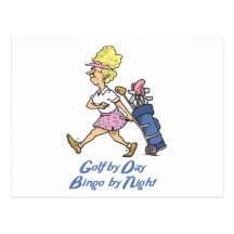 golf by day bingo by night postcards