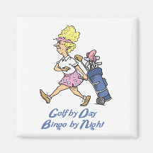 golf by day bingo by night refrigerator magnet