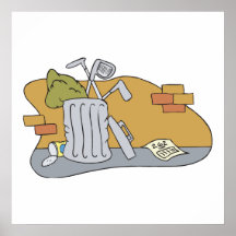 golf clubs in trash giving up golf print