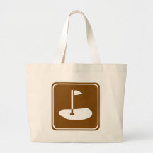 Golf Course Highway Sign Canvas Bags