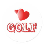 Golf Hearts Round Sticker