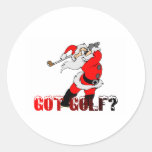 Golf Santa Round Sticker