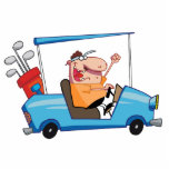 Golfer-drives-golf-cart photo sculptures