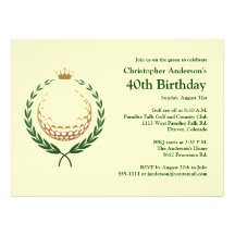 Golfer Golf Golfing 40th Birthday Invitation