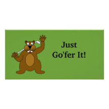 Golfer Gopher Just Go'fer It! Customized Photo Card