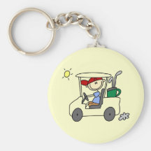 Golfer in Golf Cart Keychain