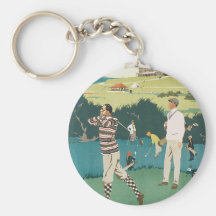 Golfing at the Club Keychains