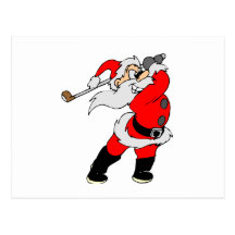 Golfing Santa Postcard
