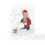 golfing santa while snowing cards