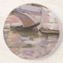 Gondolas by Sargent, Vintage Victorian Fine Art Beverage Coaster