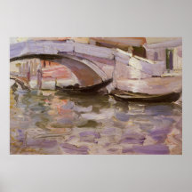 Gondolas by Sargent, Vintage Victorian Fine Art Posters
