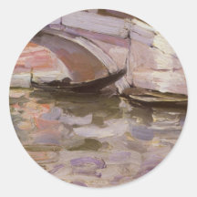 Gondolas by Sargent, Vintage Victorian Fine Art Sticker