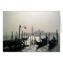gondolas early morning greeting card