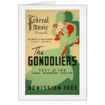 Gondoliers Opera 1937 WPA Greeting Cards