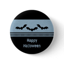 Gone Batty Halloween Button, Light Blue