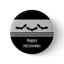 Gone Batty Halloween Button, Light Grey