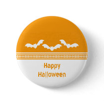 Gone Batty Halloween Button, Orange & White