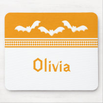Gone Batty Halloween Mousepad, Orange & White