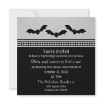 Gone Batty Halloween Party Invite, Light Grey