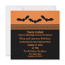 Gone Batty Halloween Party Invite, Orange