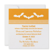Gone Batty Halloween Party Invite, Orange & White