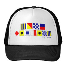 Gone Fishing using Nautical Flags Mesh Hats