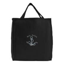 Gone Sailing Ships Anchor Embroidered Bag