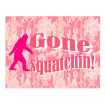 Gone Squatching on pink camouflage Postcard