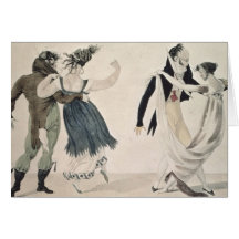 Good Form, No. 1: The Waltz, satirical cartoon Greeting Card