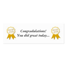 Good Job! Award Bookmarker Business Card Templates