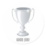 Good Job SIlver Trophy Round Sticker