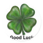 Good Luck Clover Round Stickers