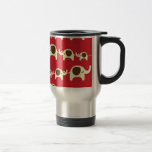 Good luck elephants cherry red cute animal pattern coffee mugs