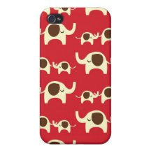 Good luck elephants cherry red cute nature pattern iPhone 4 cover