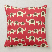 Good luck elephants cherry red cute nature pattern pillow