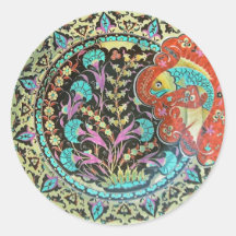 Good Luck Fish Symbol with Botanical Handwork Sticker