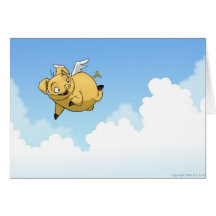 Good Luck! (Flying Pig) Greeting Cards
