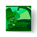 Good Luck Green Irish Cat Leprochan Button