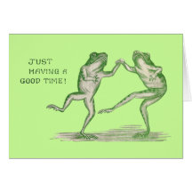 Good Time Frogs Dance Vintage Card