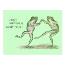 Good Time Frogs Dance Vintage Postcard