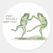 Good Time Frogs Dance Vintage Round Stickers