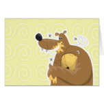goofy bear eating honey greeting cards