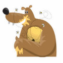 goofy bear eating honey photo sculptures