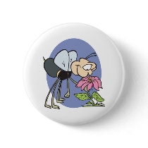goofy bee smelling flower pin
