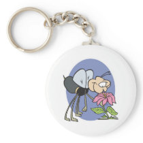 goofy bee smelling flower keychain